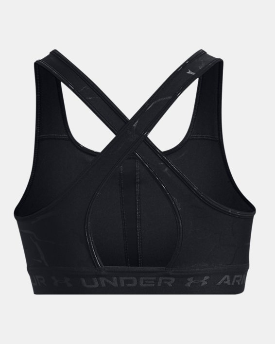 Women's Armour® Mid Crossback Emboss Sports Bra, Black, pdpMainDesktop image number 11